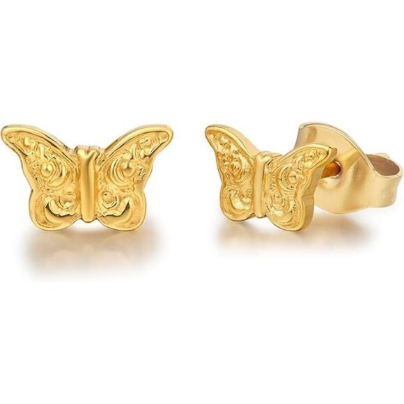 Titanium Butterfly Stud Earrings Hypoallergenic Pure Implant Grade for Sensitive - Picture 7 of 7